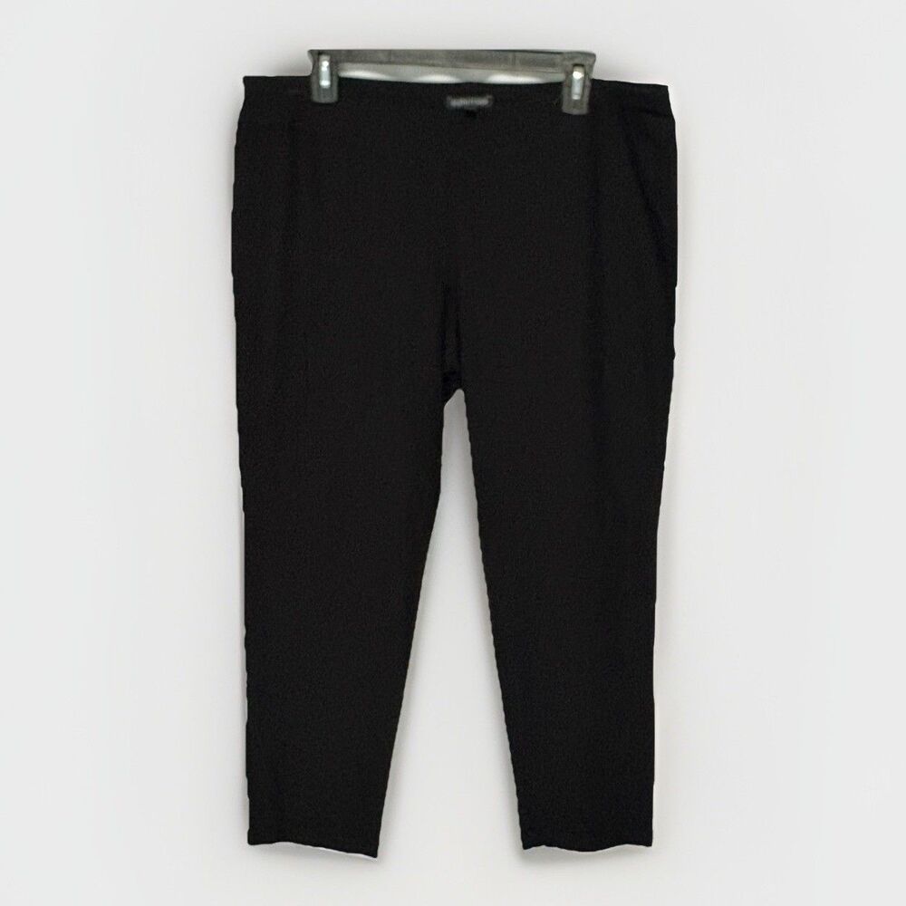 EILEEN FISHER Black Washable Stretch Slim Ankle Pants Sz Large Minimalist Basic